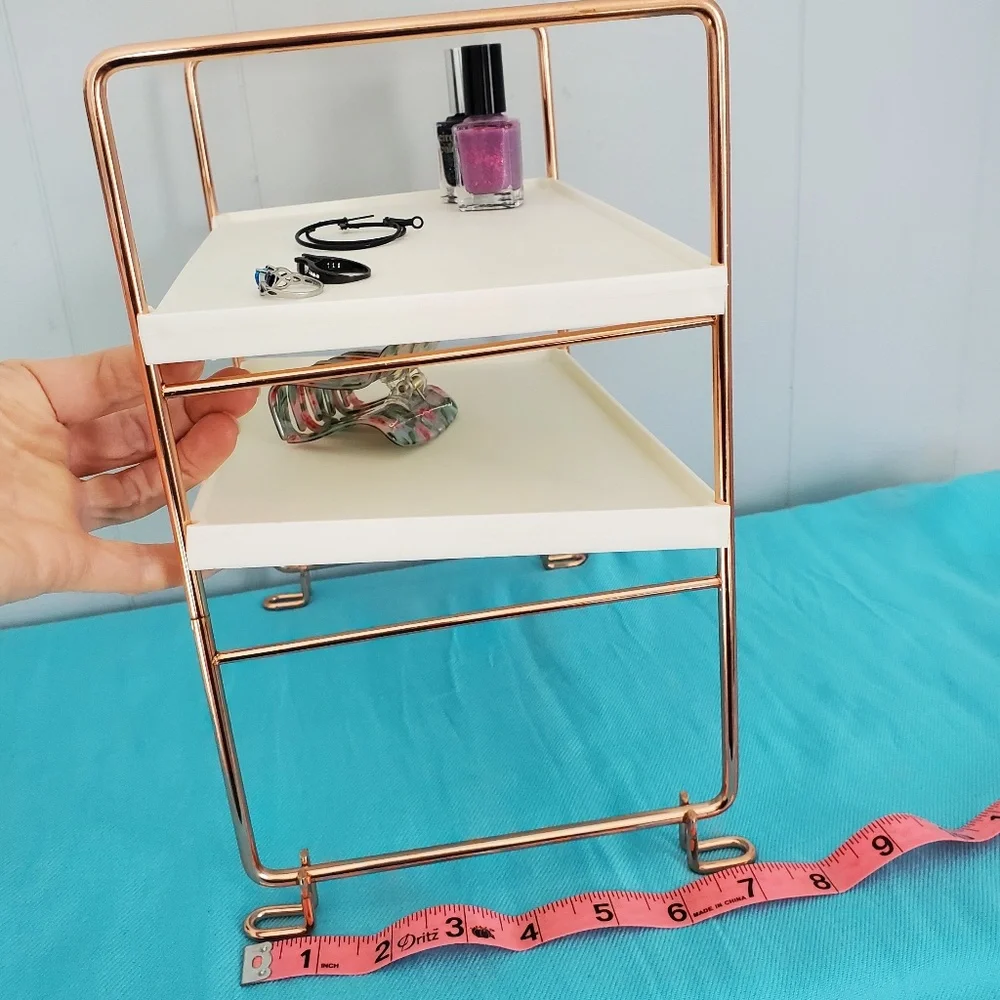 Rose gold makeup organizer, 2 shelves, great condition